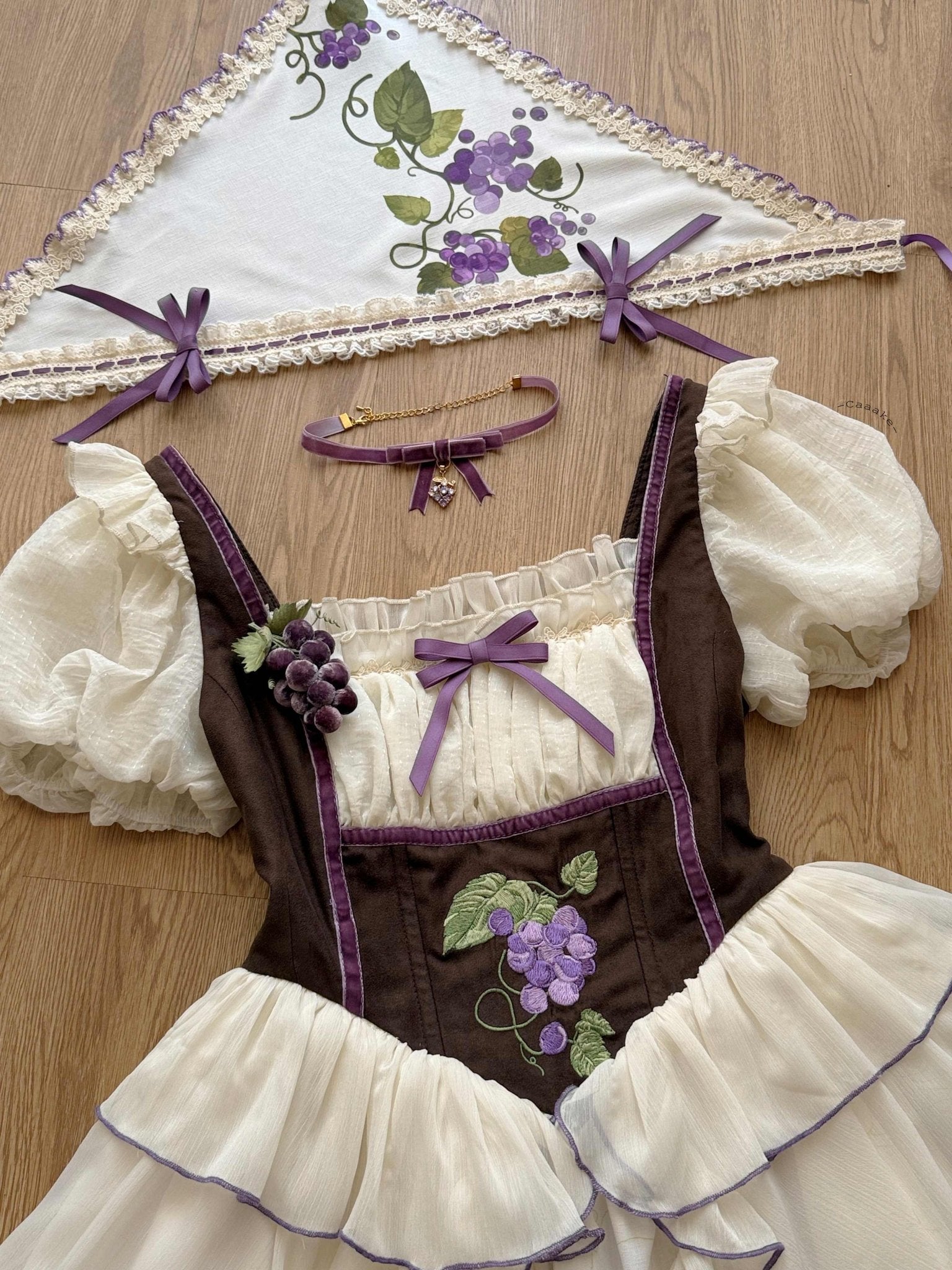 Grape Vine Manor Bavarian Style Lolita OP - LolitaEraOP DressPurpleSGrape Vine Manor Bavarian Style Lolita OP