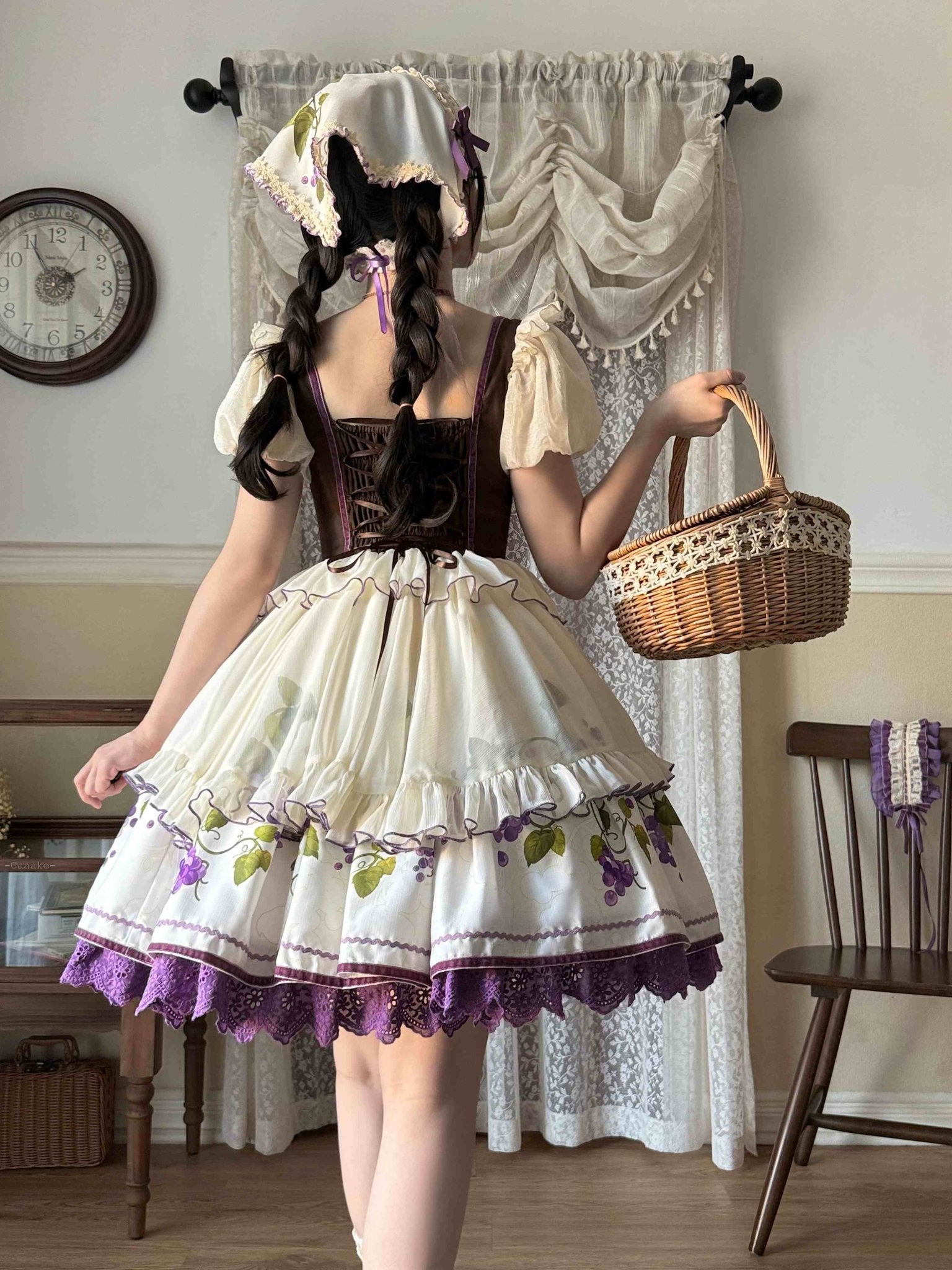 Grape Vine Manor Bavarian Style Lolita OP - LolitaEraOP DressPurpleSGrape Vine Manor Bavarian Style Lolita OP