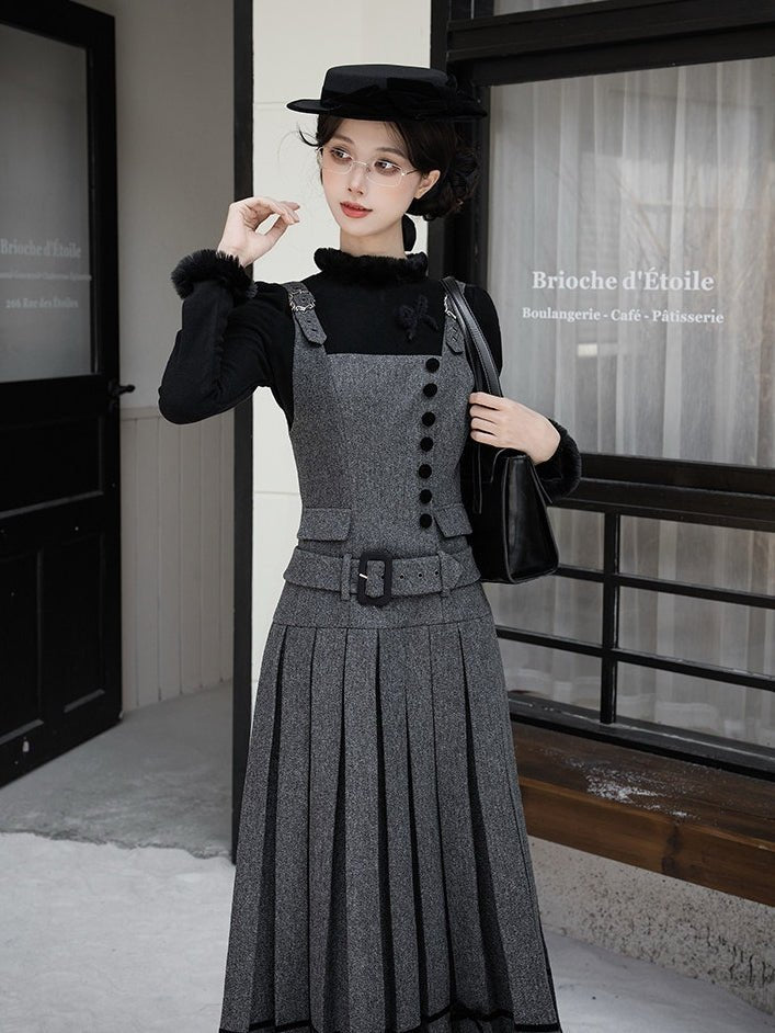 Gray Classic Jumper Skirt 1324 - LolitaEraGray Short SetSGray Classic Jumper Skirt 1324