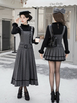 Gray Classic Jumper Skirt 1324 - LolitaEraGray Short SetSGray Classic Jumper Skirt 1324