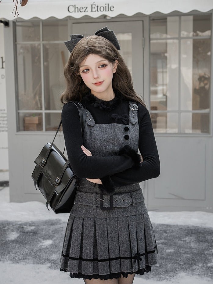 Gray Classic Jumper Skirt 1324 - LolitaEraGray Short SetSGray Classic Jumper Skirt 1324