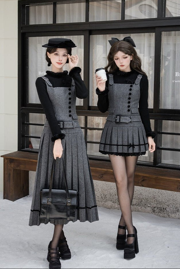 Gray Classic Jumper Skirt 1324 - LolitaEraGray Short SetSGray Classic Jumper Skirt 1324