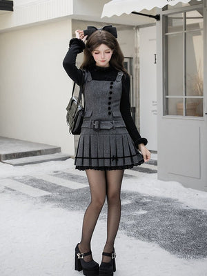 Gray Classic Jumper Skirt 1324 - LolitaEraGray Short SetSGray Classic Jumper Skirt 1324