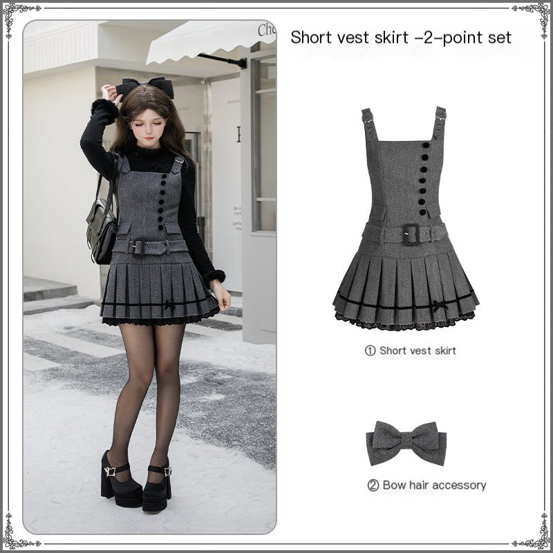 Gray Classic Jumper Skirt 1324 - LolitaEraGray Short SetSGray Classic Jumper Skirt 1324
