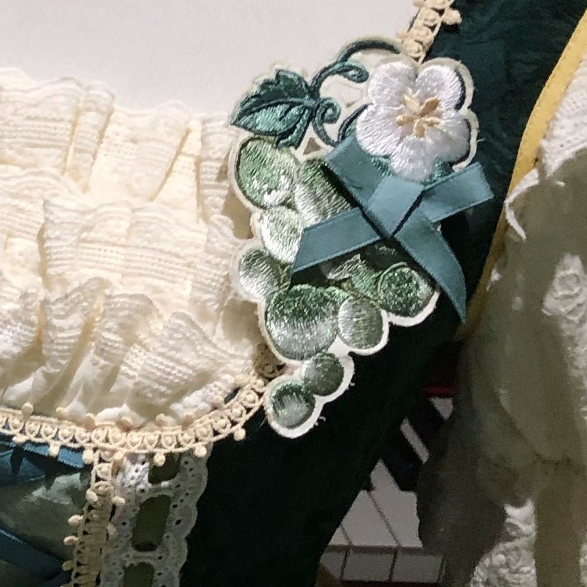 Green Grape Garden Teal Classic Lolita OP Dress Set - LolitaEra