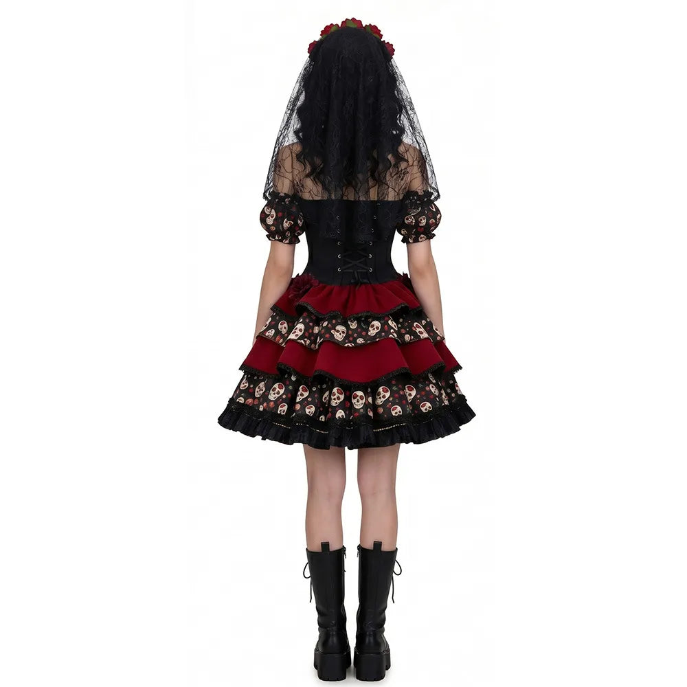 Halloween Zombie Bride Cosplay Costume Party Skeleton Dress Chinese Style Zombie Bloody Cosplay Set