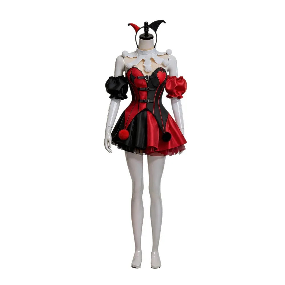 Halloween Sexy Roleplay Clown Cosplay Costume Red Horror Clown Party Set