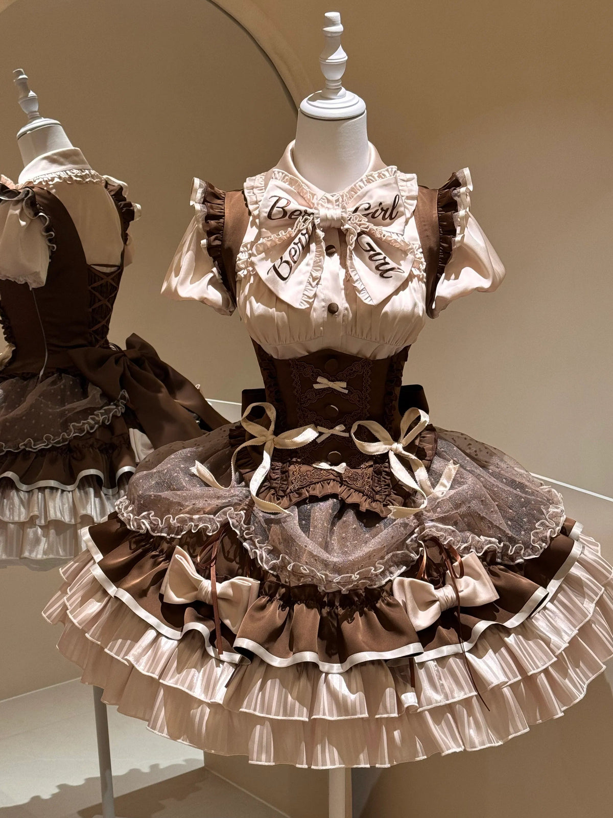 【In Stock Now】A Little Milk Candy Heart-Beating Support Milk Coffee Soft and Cute Set Lolita Dress