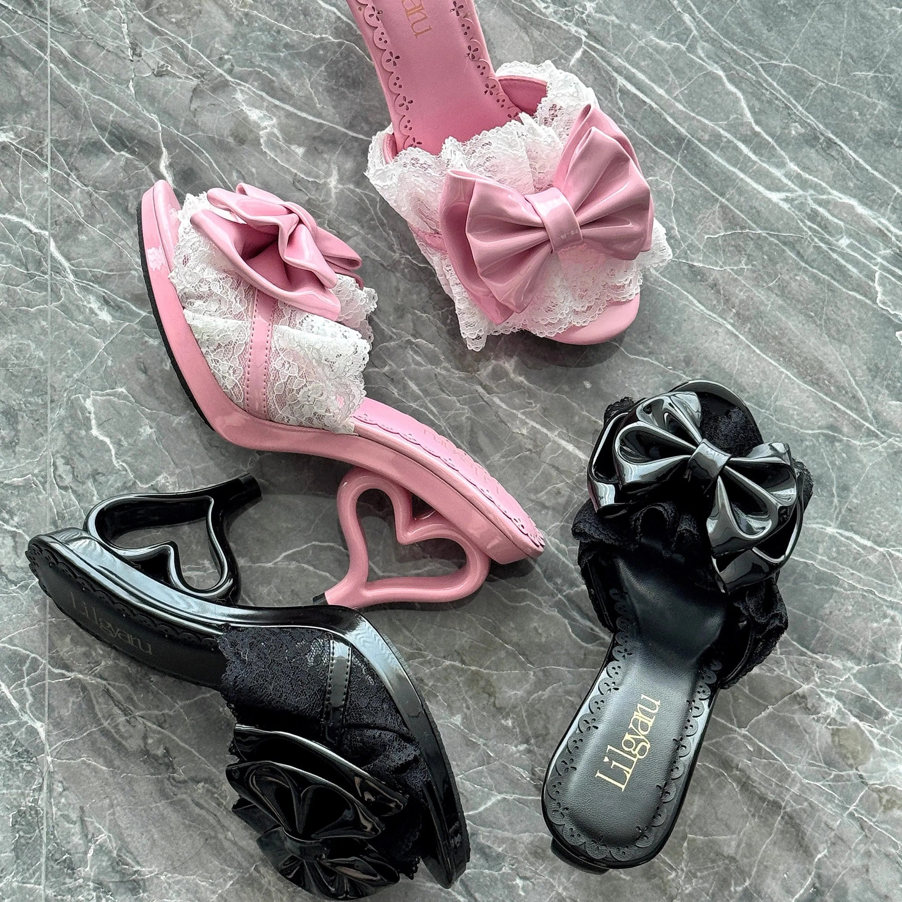 Little Devil lilgyaru Hime-style Heart Heel High Heels Women's Cute Vintage Gal-style Lolita Shoes