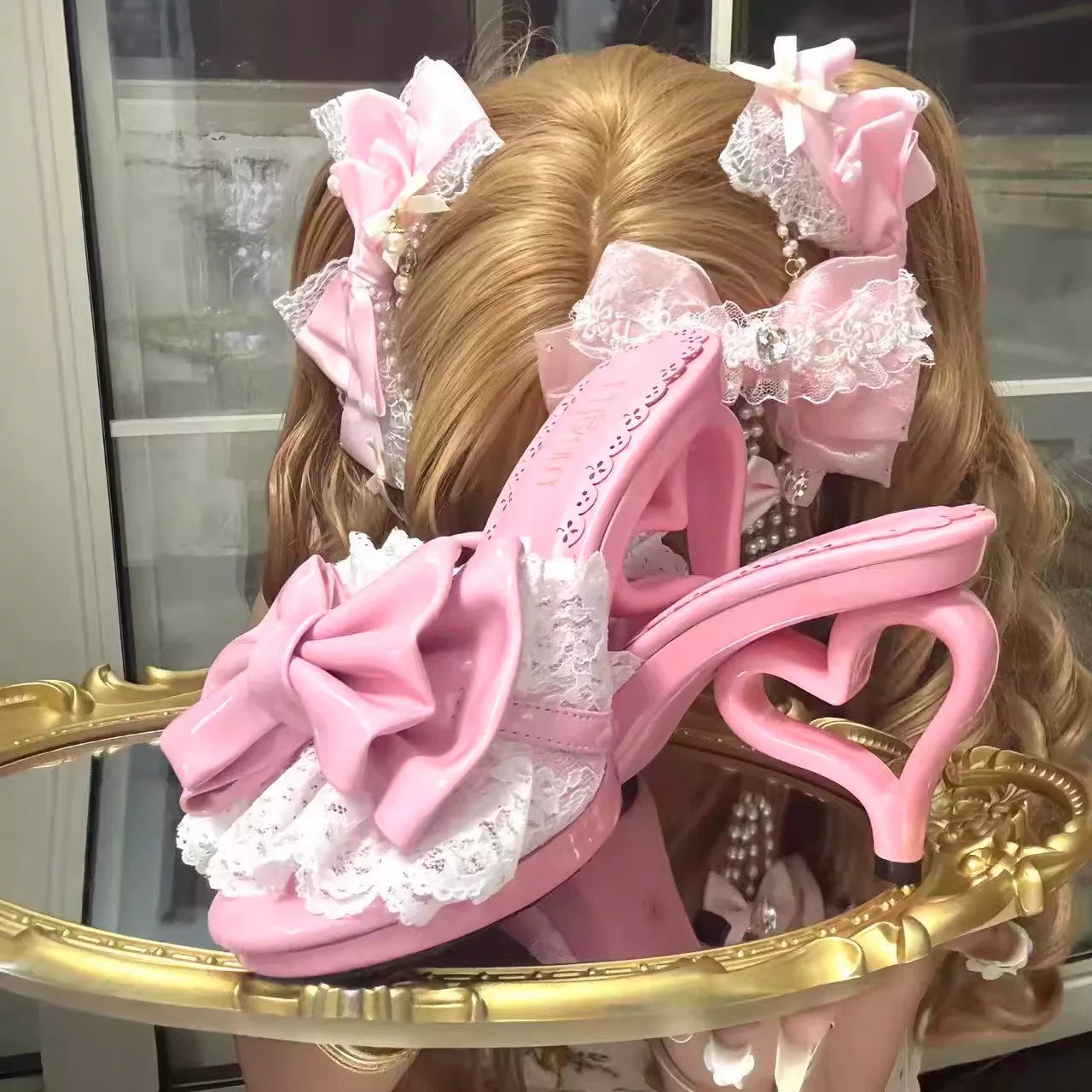 Little Devil lilgyaru Hime-style Heart Heel High Heels Women's Cute Vintage Gal-style Lolita Shoes