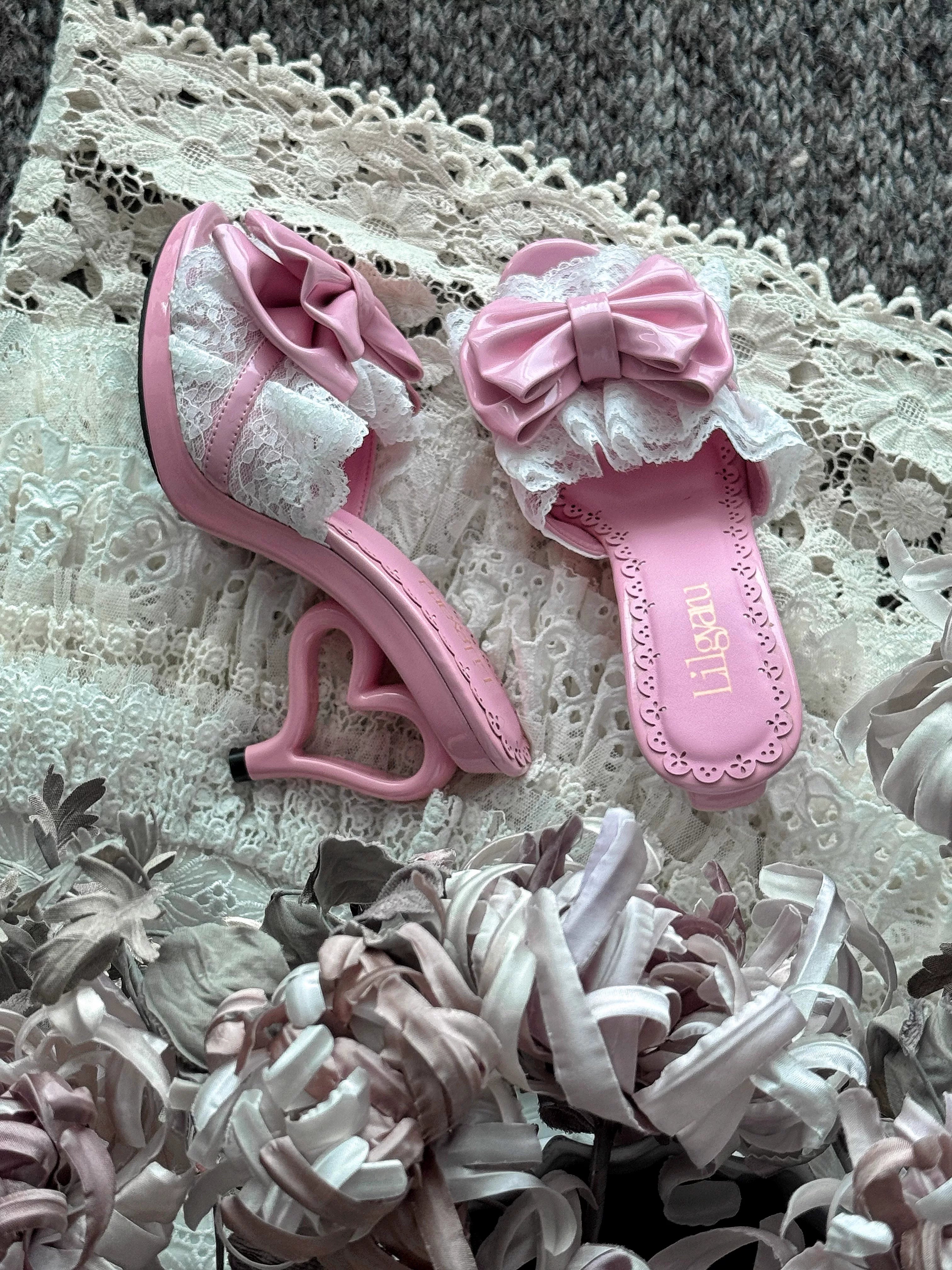 Little Devil lilgyaru Hime-style Heart Heel High Heels Women's Cute Vintage Gal-style Lolita Shoes