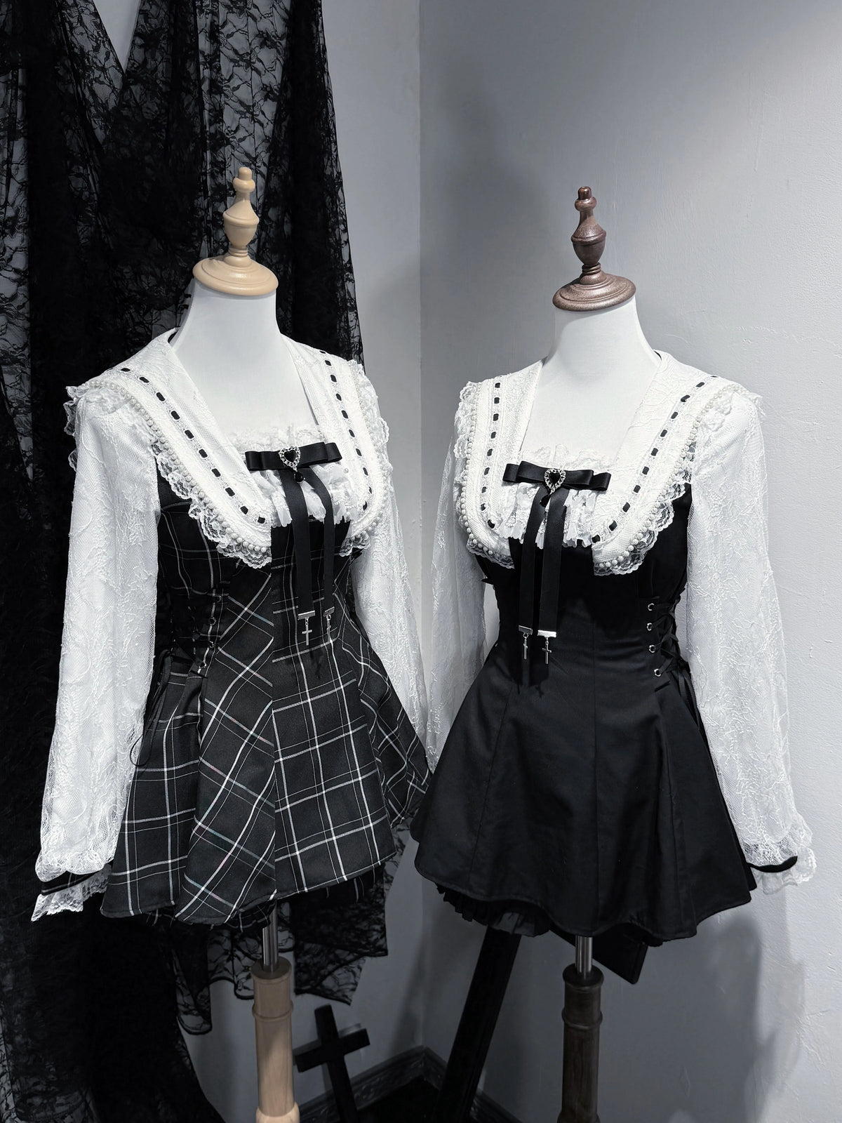Genuine design set, long-sleeve with bow pearl
