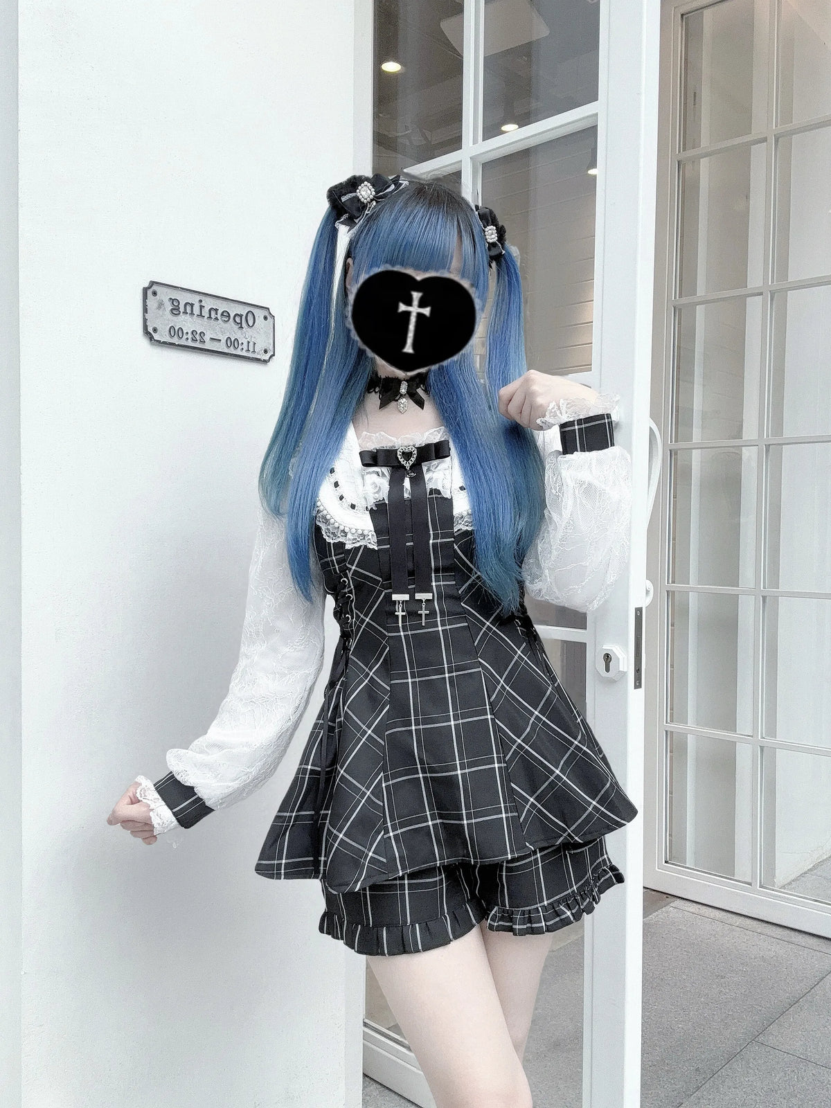 Genuine design set, long-sleeve with bow pearl
