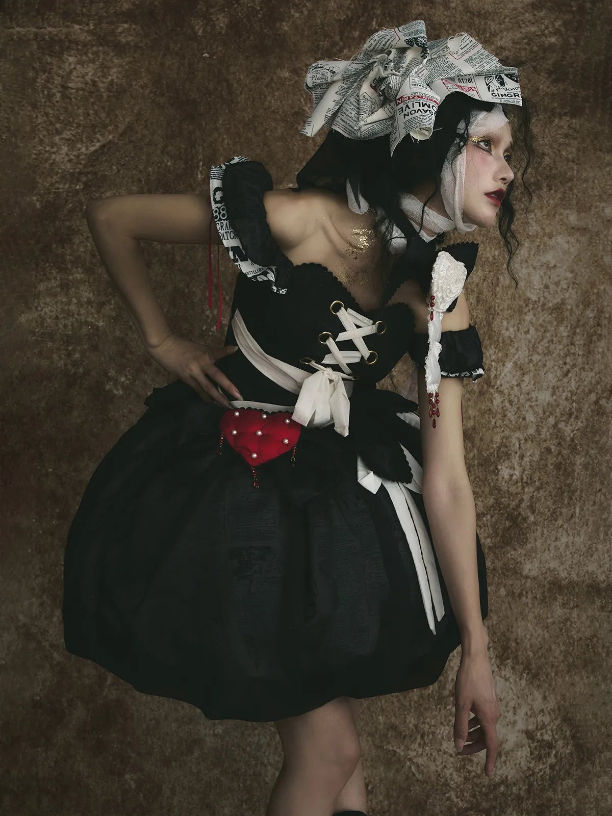 Heart Theatre Gothic Grotesque Lolita OP Dress - LolitaEra