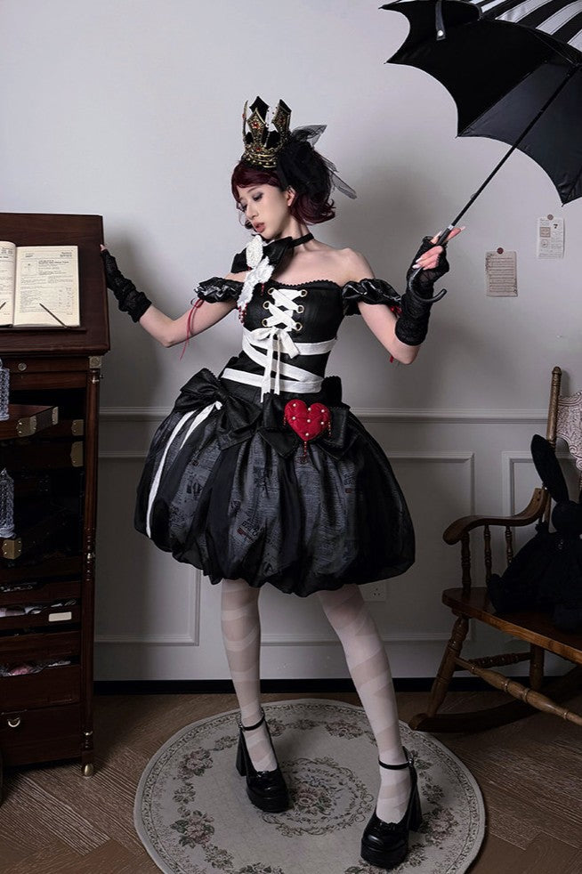 Heart Theatre Gothic Grotesque Lolita OP Dress - LolitaEra