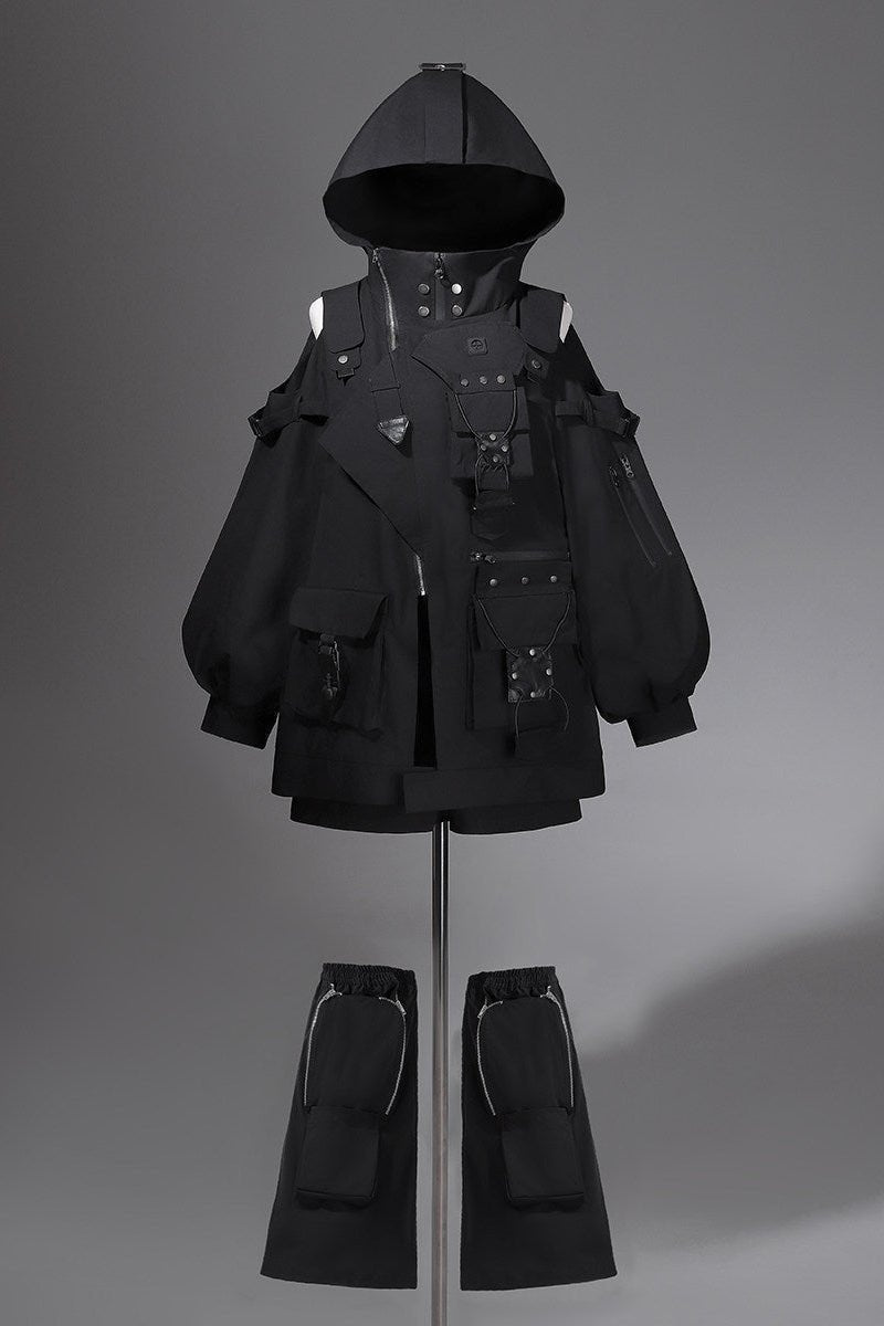 High - Frequency Link Dark Techwear Set 1329 - LolitaEraOuterwearSHigh - Frequency Link Dark Techwear Set 1329