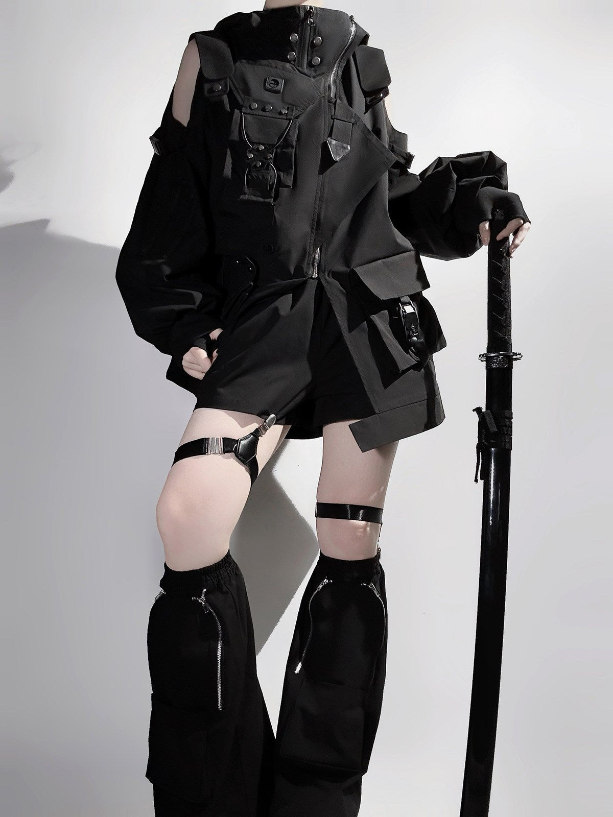 High - Frequency Link Dark Techwear Set 1329 - LolitaEra3 - Piece SetSHigh - Frequency Link Dark Techwear Set 1329