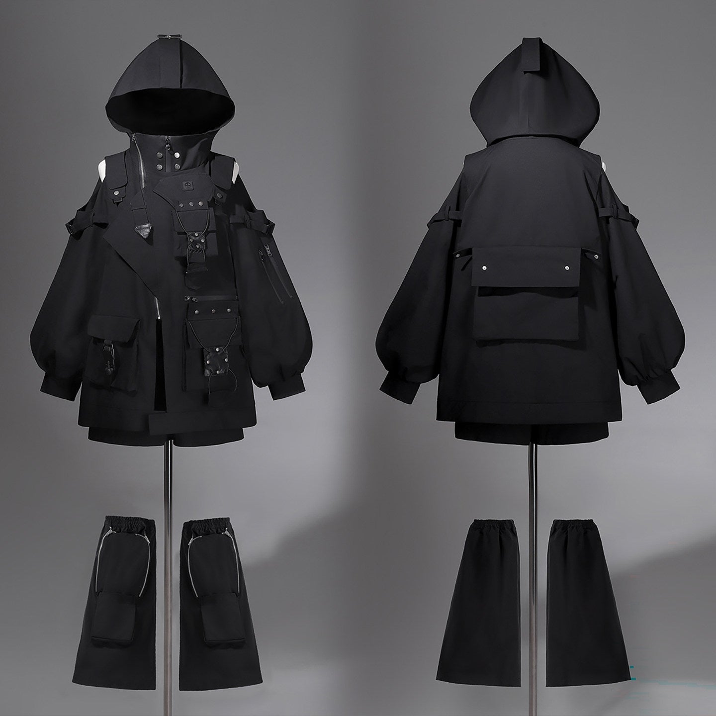 High - Frequency Link Dark Techwear Set 1329 - LolitaEra3 - Piece SetSHigh - Frequency Link Dark Techwear Set 1329