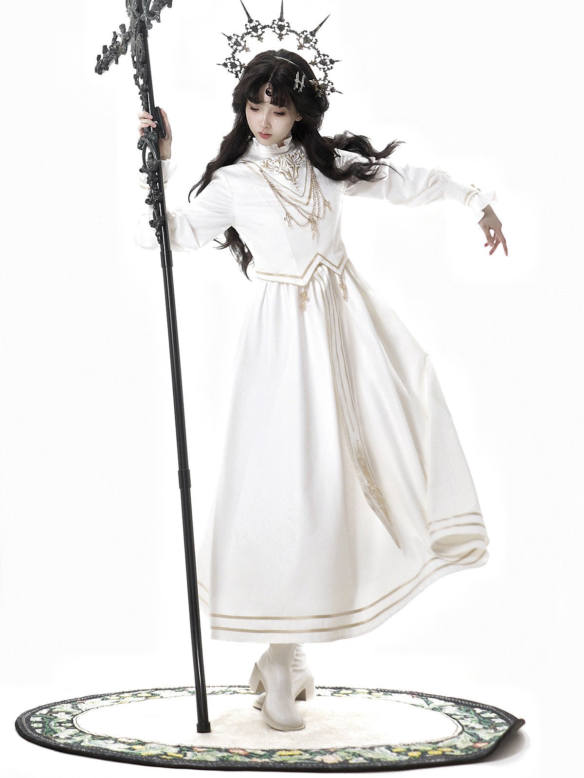 Holy Goddess Elegant Gorgeous Court Lolita Dress - LolitaEraCoatWhiteSHoly Goddess Elegant Gorgeous Court Lolita Dress