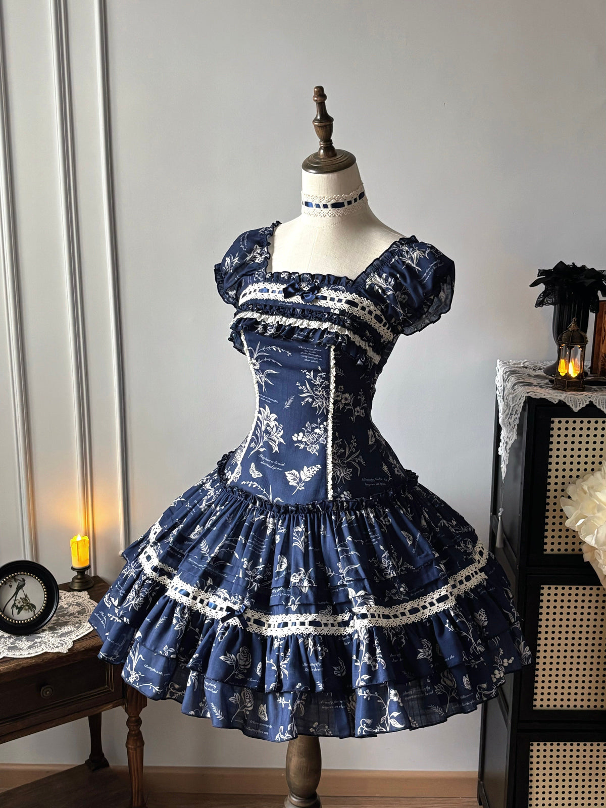 [Deposit Reservation] Frostfall Lolita Original Design Floral Wall Dress Jsk Op