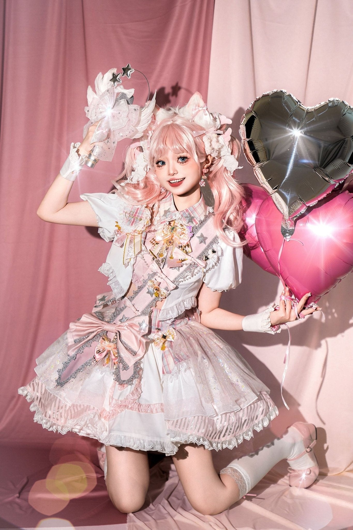 Idol Girl · Lolita Stage Costume Set 1211 - LolitaEraPurple PinkXSIdol Girl · Lolita Stage Costume Set 1211