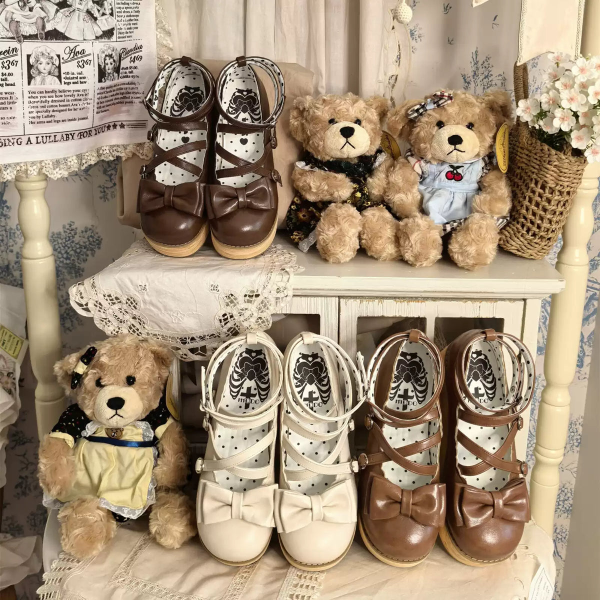 In Stock Brown Platform Tata Original Lolita Round Toe Platform Shoes
