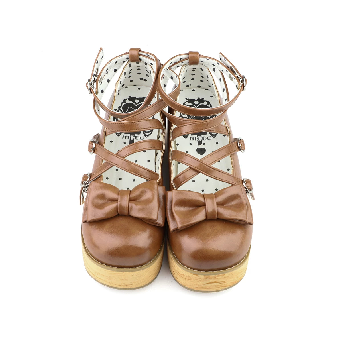 In Stock Brown Platform Tata Original Lolita Round Toe Platform Shoes