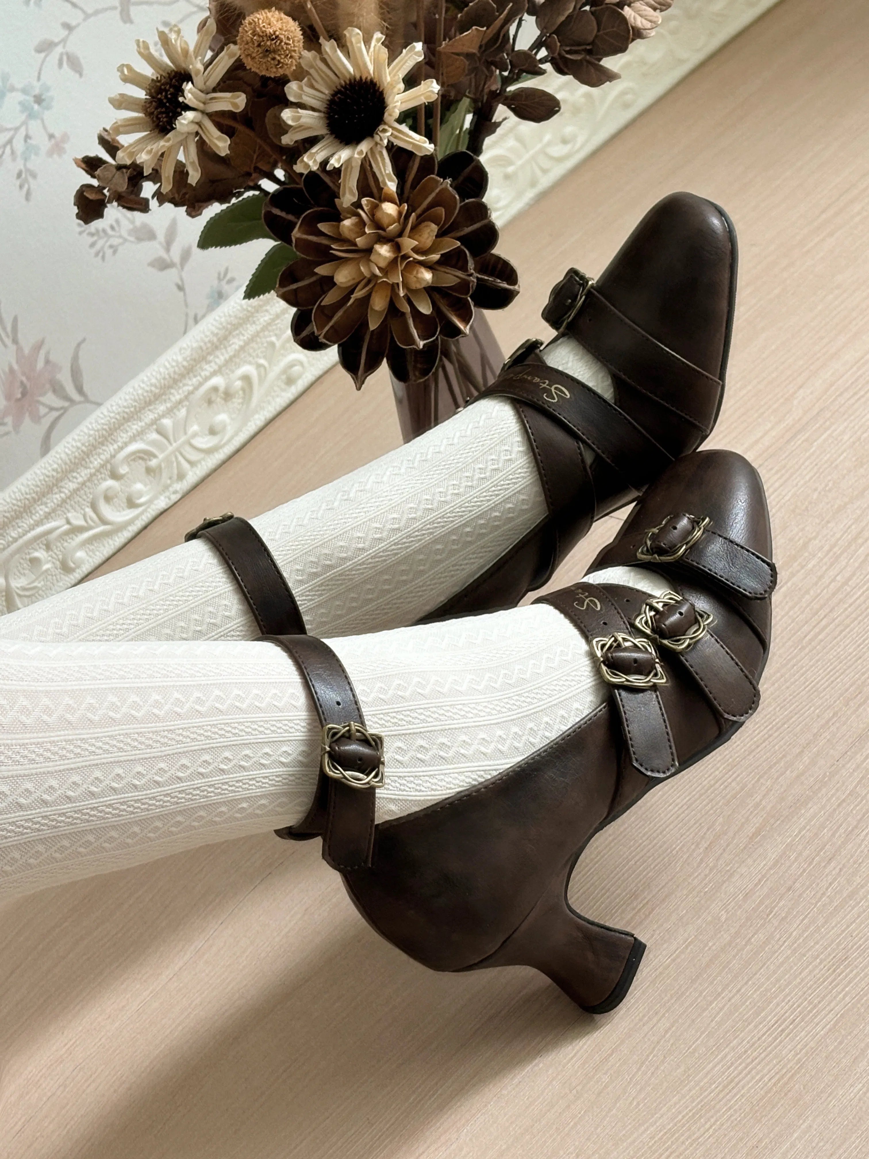 [In Stock] Banxian Shi Dita Original CLA-style Elegant Wine Glass Heel Lolita Shoes Square Toe High Heels