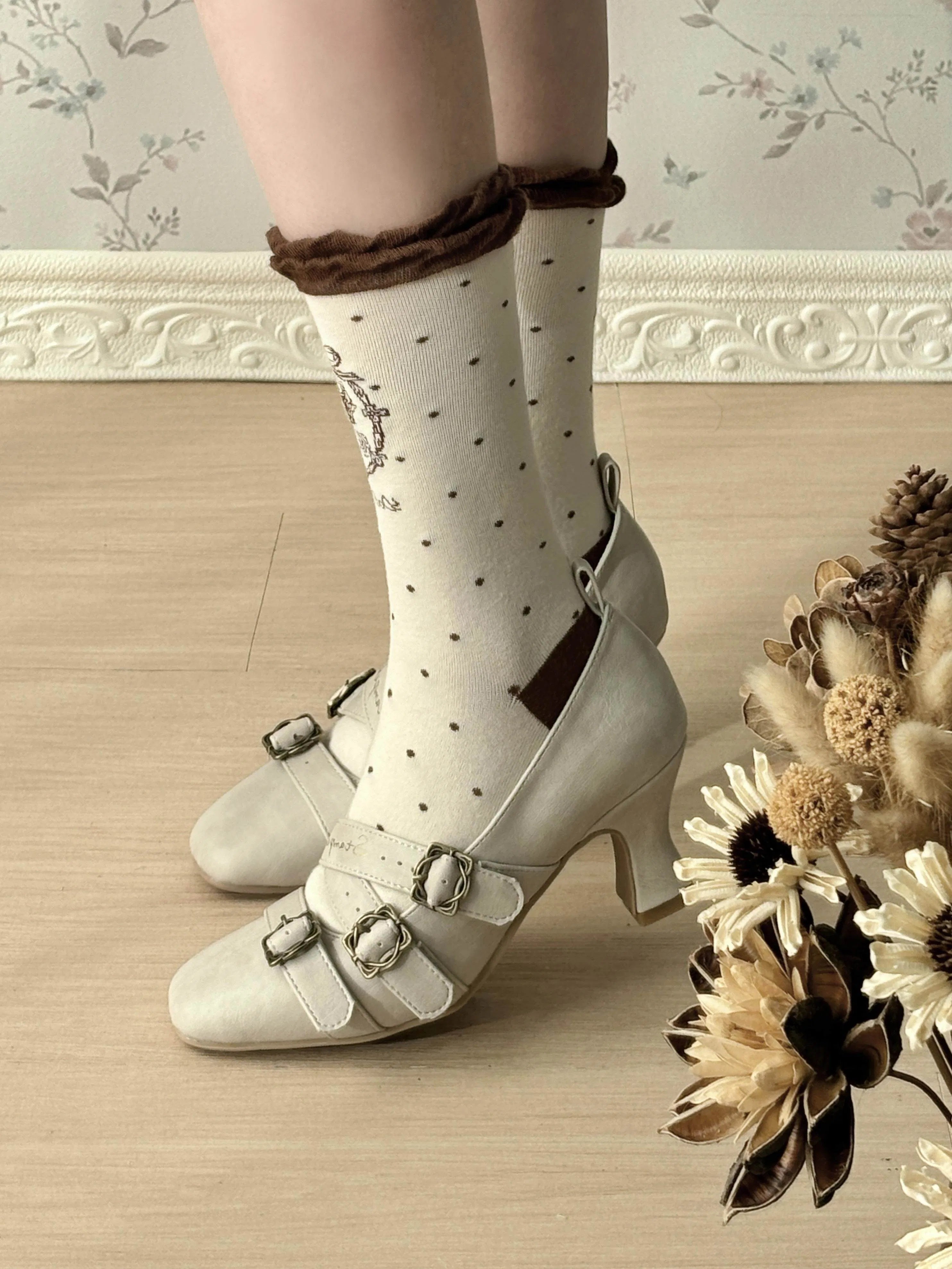 [In Stock] Banxian Shi Dita Original CLA-style Elegant Wine Glass Heel Lolita Shoes Square Toe High Heels