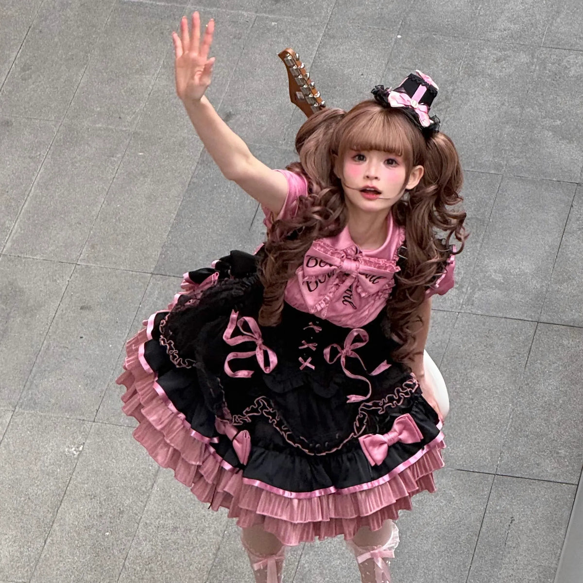 【In Stock Now】A Little Candy Heart-Shaped Support Black Shirt with Chest Support Sk Set Lolita Dress