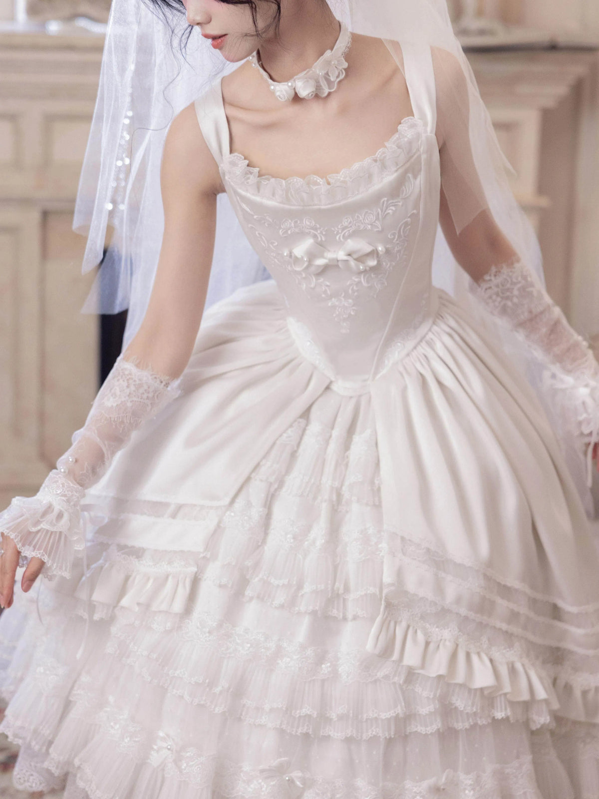 [In Stock] Promise of the Rose Lolita Bridal JSK Gorgeous Full Set FS Lolita