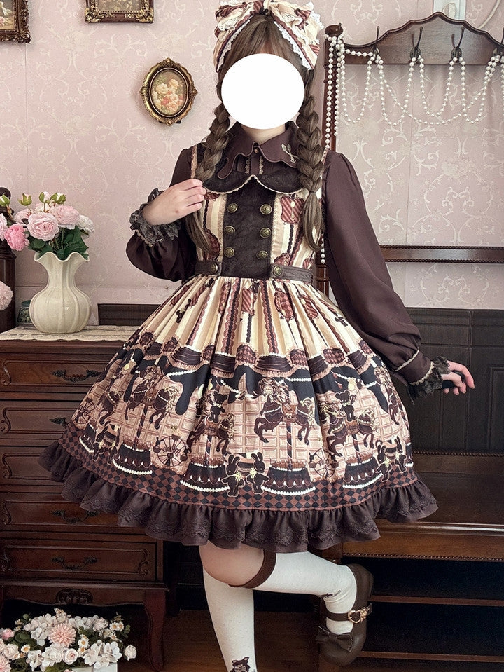 Infanta Chocolate Carousel Cotton Sweet Lolita JSK Dress - LolitaEra