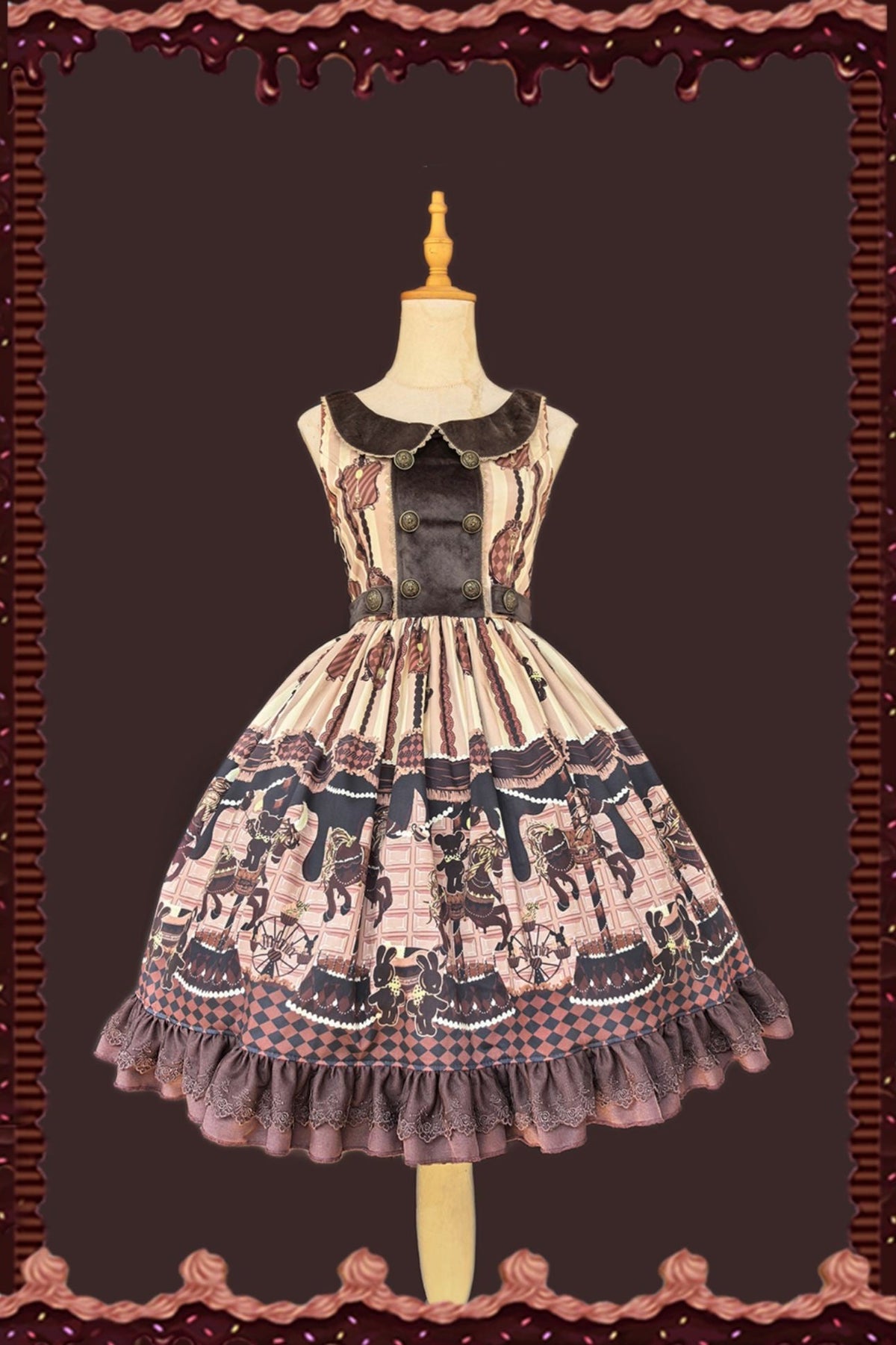 Infanta Chocolate Carousel Cotton Sweet Lolita JSK Dress - LolitaEra