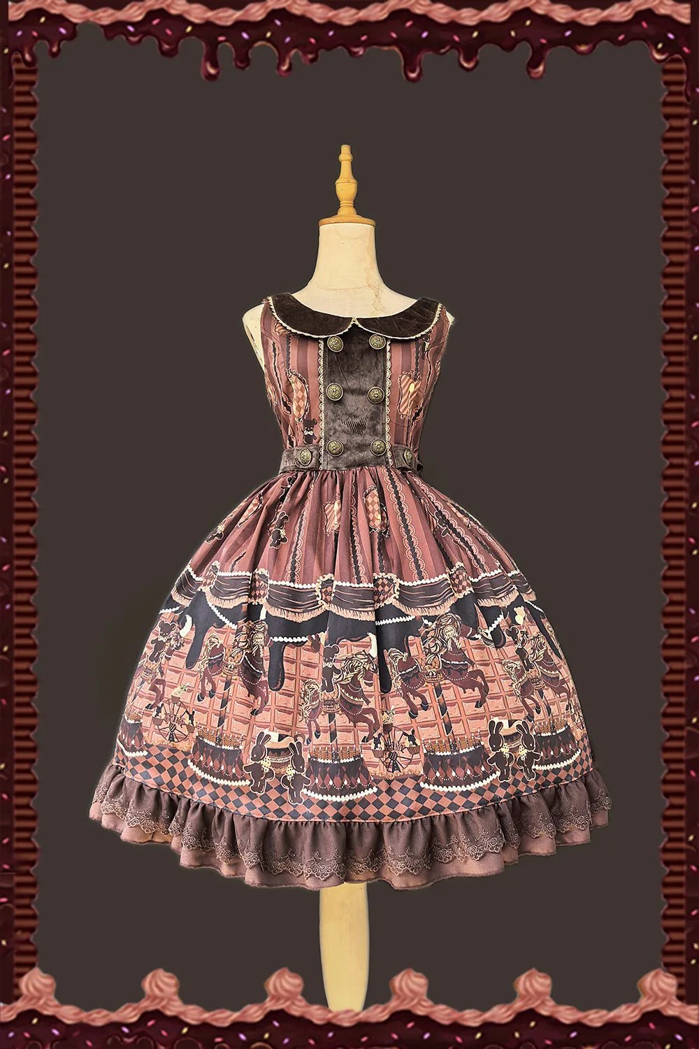 Infanta Chocolate Carousel Cotton Sweet Lolita JSK Dress - LolitaEra