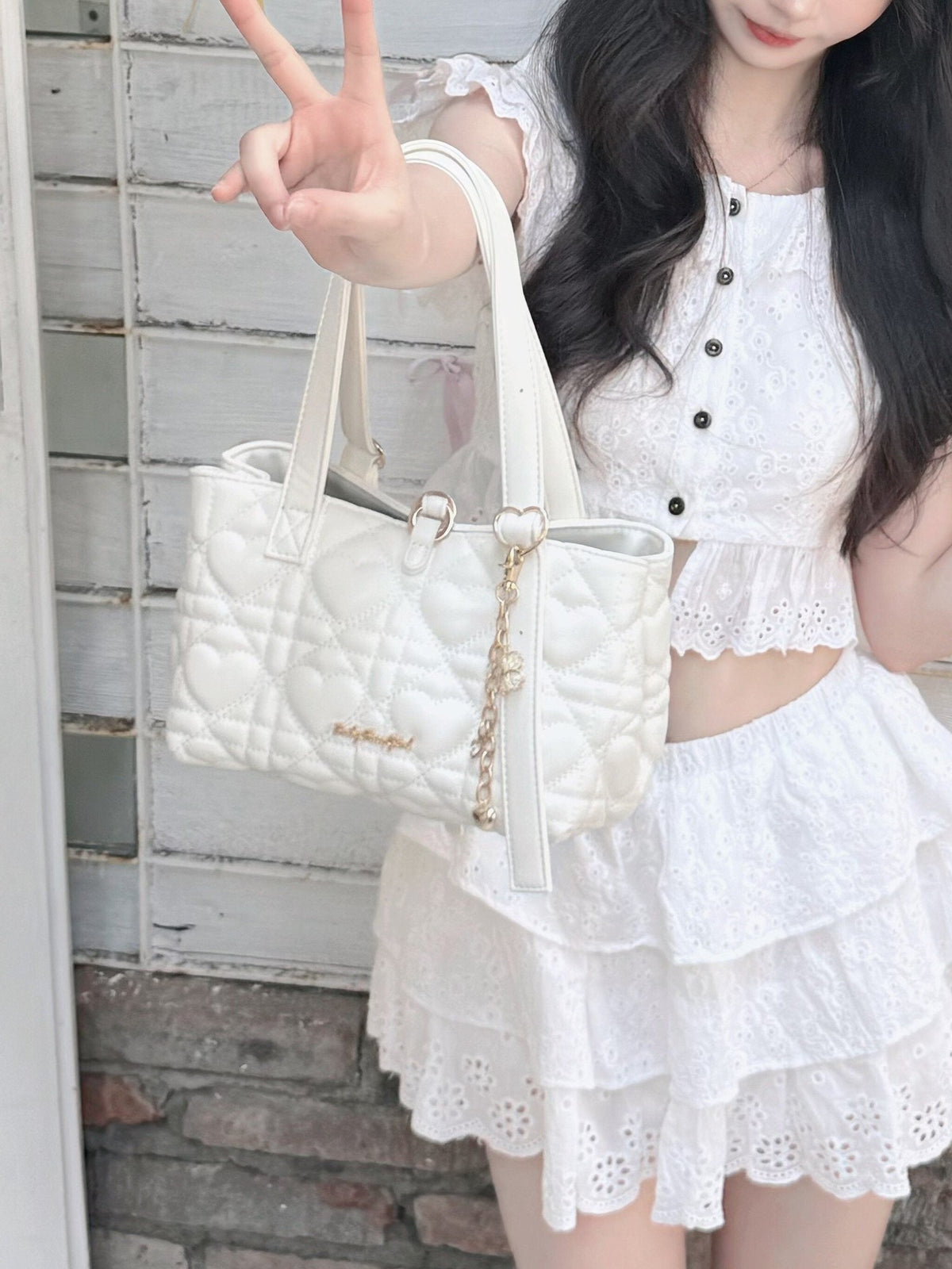 Intern Cupid Heart Quilted Sweet Lolita Tote Shoulder Bag - LolitaEra