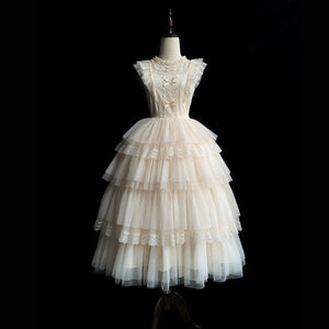 Ivory Tower Classic Dreamy Lolita White OP/JSK Dress - LolitaEraShort JSKXSIvory Tower Classic Dreamy Lolita White OP/JSK Dress