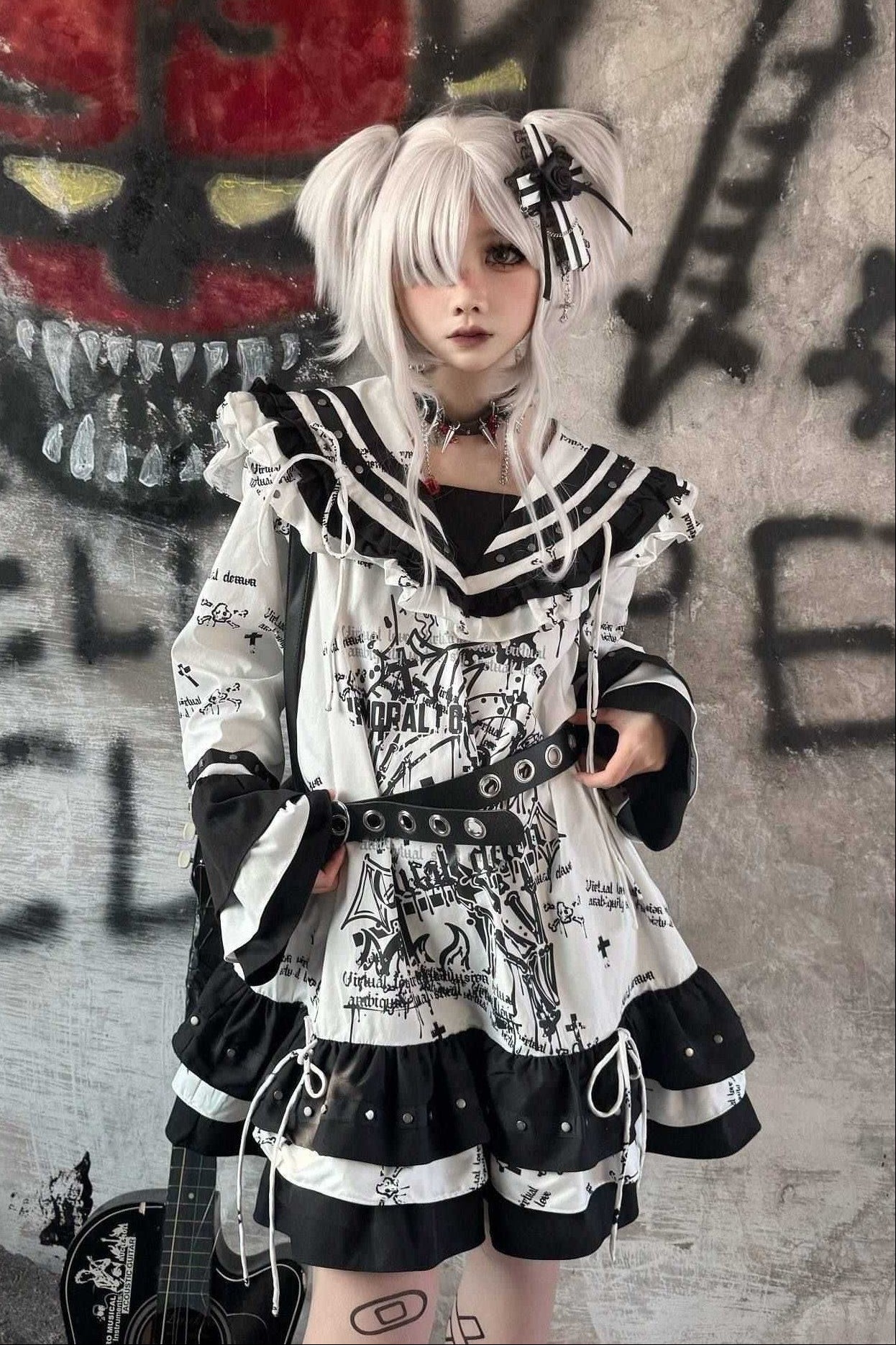 Japanese Dark Gothic JK Bow - adorned Sailor Dress - LolitaEraBlackOne sizeJapanese Dark Gothic JK Bow - adorned Sailor Dress