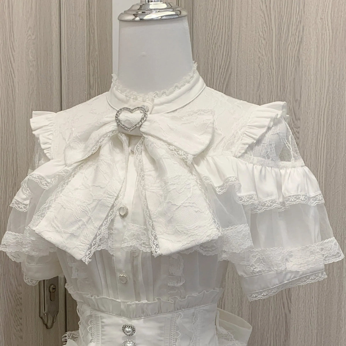 Shirt Virtual Heaven Original Design Mass-Produced Japanese-Style Lace Short-Sleeve Long-Sleeve Bow Cute Elaborate Workmanship for Home Wear