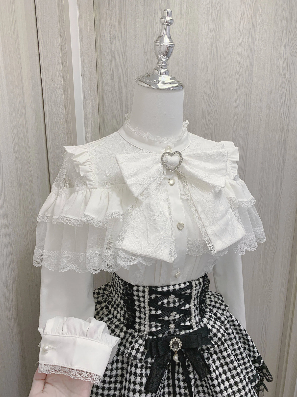 Shirt Virtual Heaven Original Design Mass-Produced Japanese-Style Lace Short-Sleeve Long-Sleeve Bow Cute Elaborate Workmanship for Home Wear