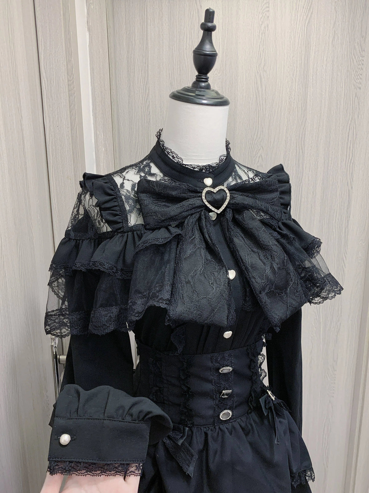 Shirt Virtual Heaven Original Design Mass-Produced Japanese-Style Lace Short-Sleeve Long-Sleeve Bow Cute Elaborate Workmanship for Home Wear