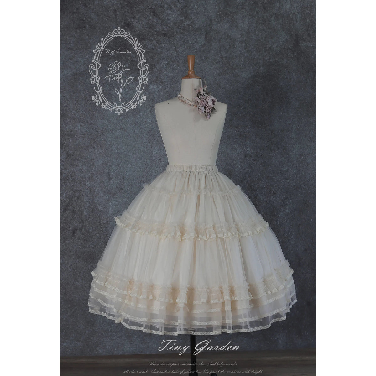 Jardin Garden Mesh Lace Trim Elegant Lolita Full Skirt Petticoat - LolitaEra