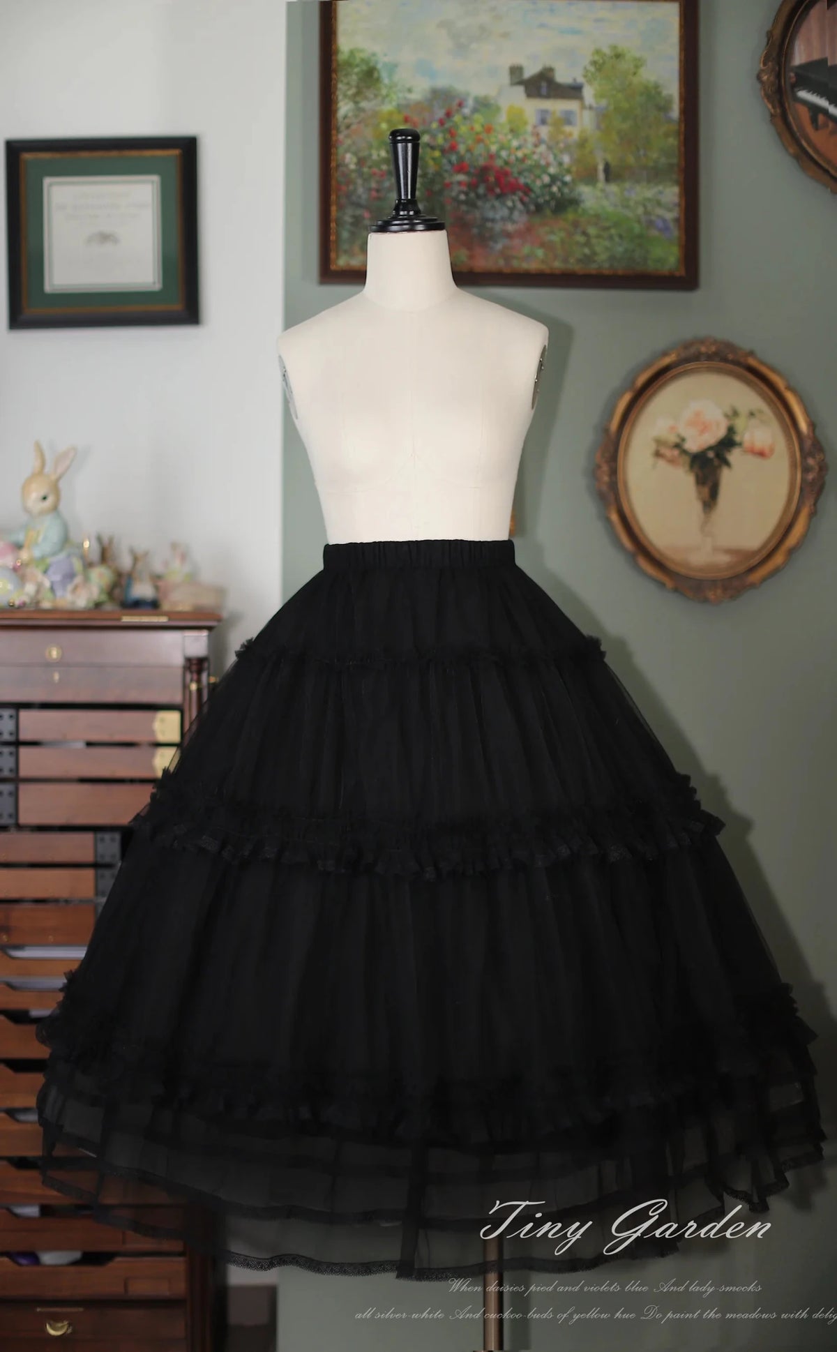 Jardin Garden Mesh Lace Trim Elegant Lolita Full Skirt Petticoat - LolitaEra