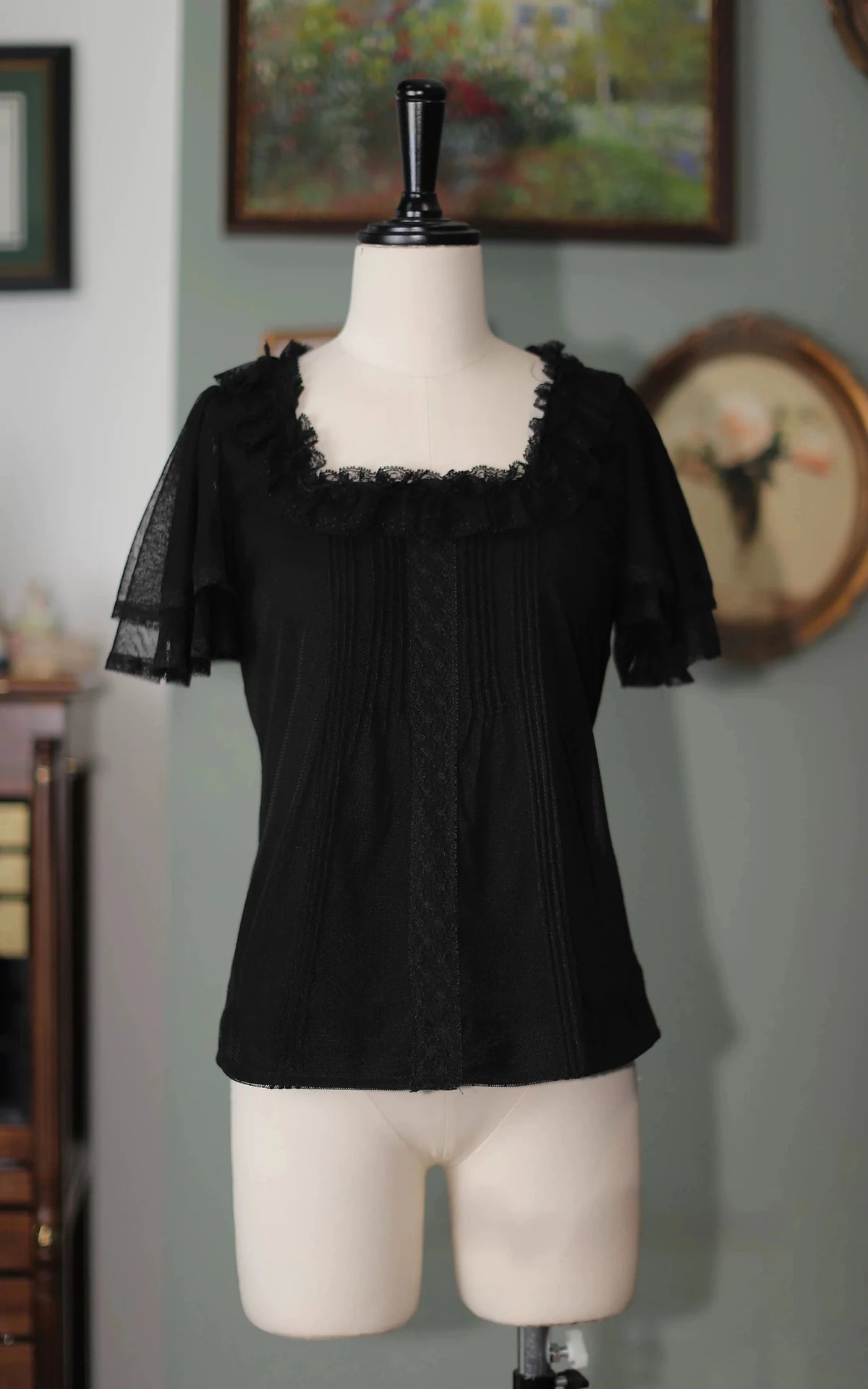 Jardin Garden Square Neck Flutter Sleeve Lolita Blouse - LolitaEra