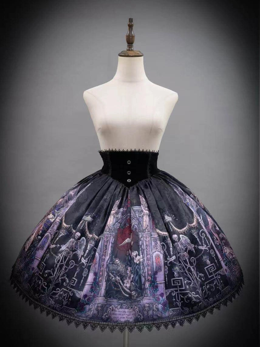 Rose Church Lolita Gothic Irregular Top & SK with Witch Hat Set