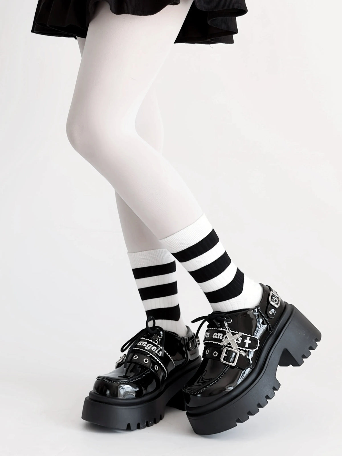 【Banquet Night Four Three】Mengyu Original In-Stock Jk Shoes Dark Sweet Cool Platform Shoes Men's Height-Increasing Lolita Single Shoes Women's