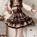 Lolita Caramel Cocoa Sweet Plaid JSK Dress LS1018