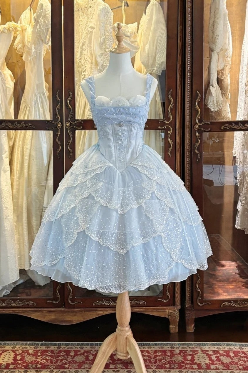 Ocean Series Sky Blue Fish Scale Lolita JSK Set