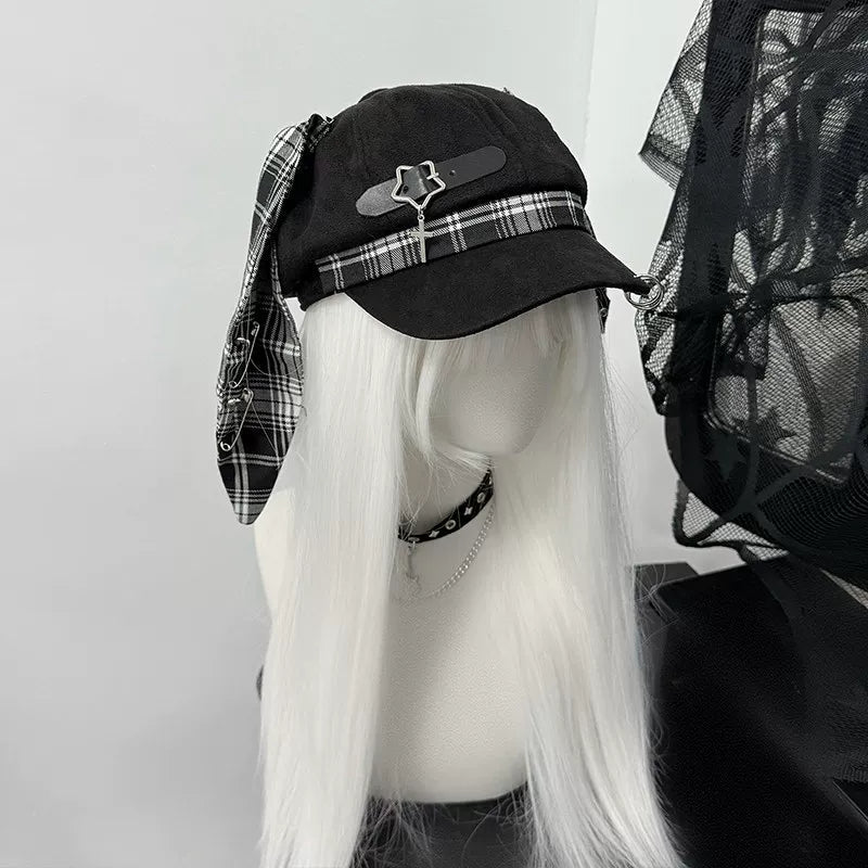 J‑Style Bunny Ear Punk Beret Alt‑Fashion Subculture Hat - LolitaEra