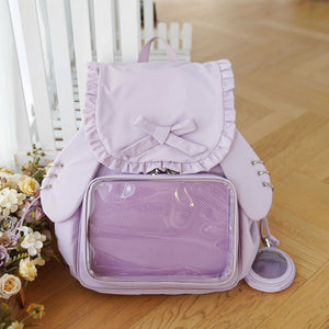 Kawaii Bunny Ear Large - Capacity Backpack Ita Bag 1287 - LolitaEraPurpleKawaii Bunny Ear Large - Capacity Backpack Ita Bag 1287