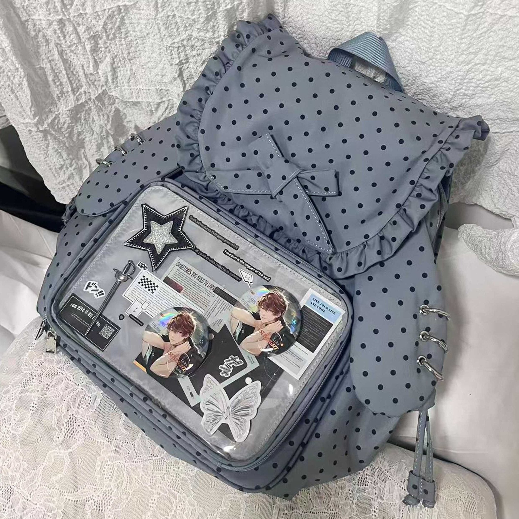 Kawaii Bunny Ear Large - Capacity Backpack Ita Bag 1287 - LolitaEraDotsKawaii Bunny Ear Large - Capacity Backpack Ita Bag 1287